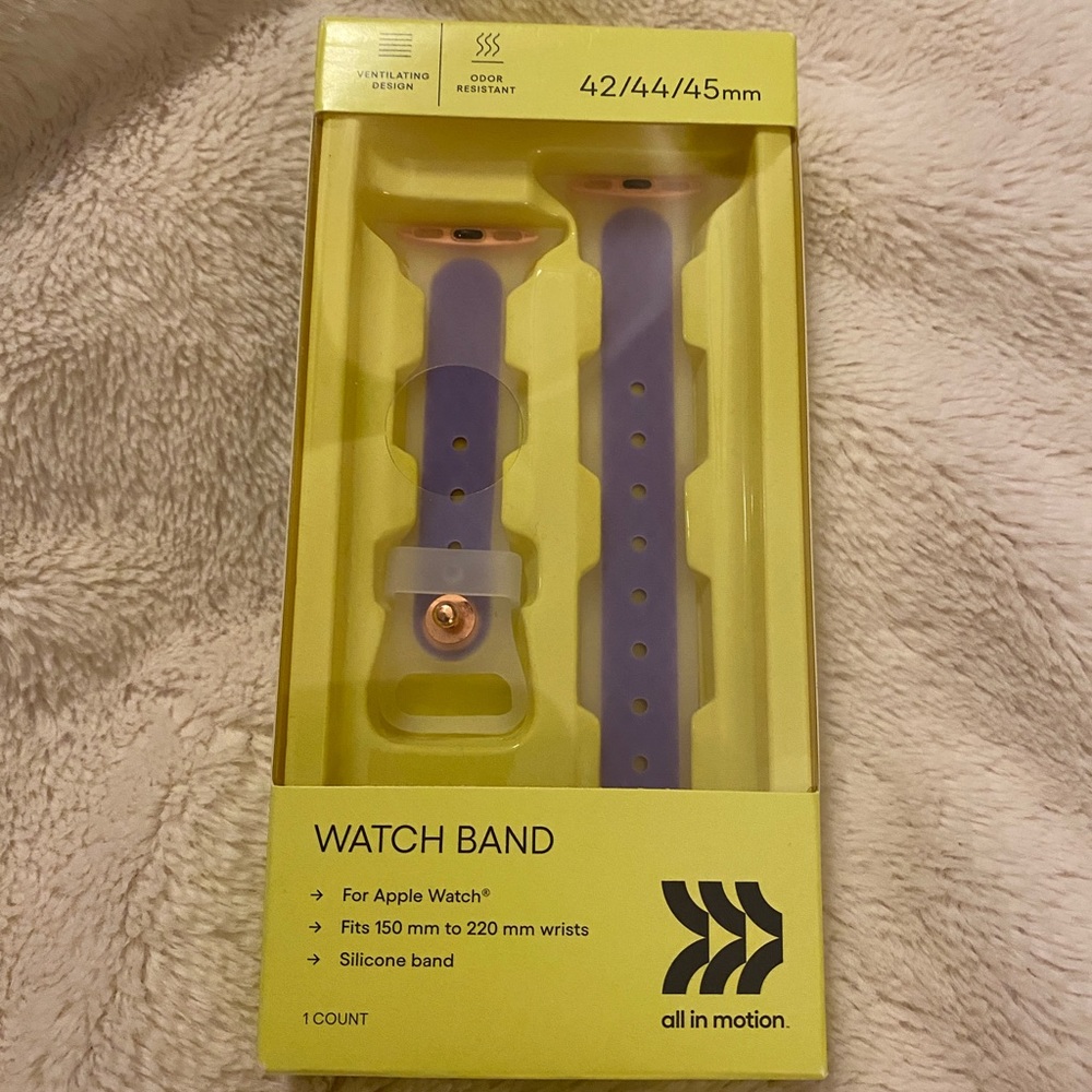 All in Motion Purple Silicone Band Strap for Apple Watch Purple 42/44/45 mm NWT